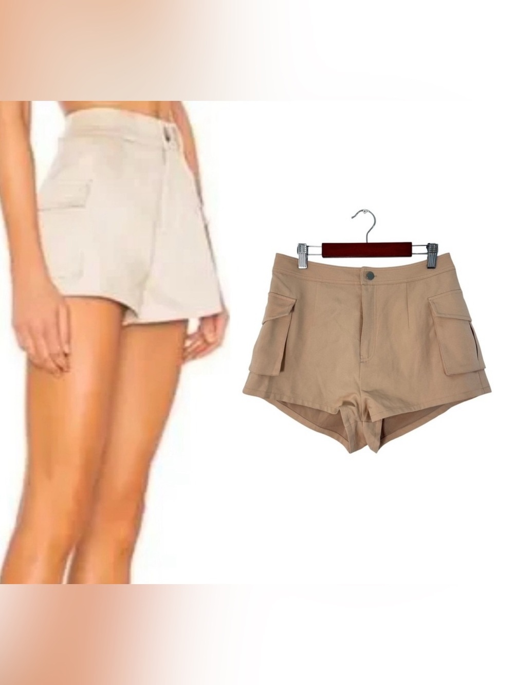 NWOT Superdown Cargo‎ Shorts Khaki Tan High Rise Small S New